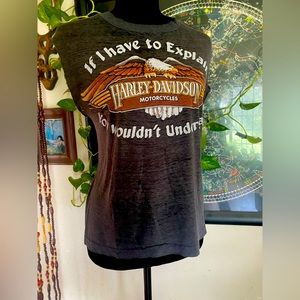 VTG Harley Davidson Hog Ranch RARE Paper thin Muscle tee Shirt! Small/Medium.